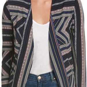 BCBGeneration Navy Multi-Pattern Draped Jacket Small